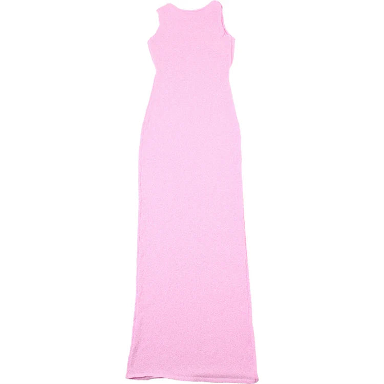 Knit Midi Pink Sweet Tanks Slim Dress