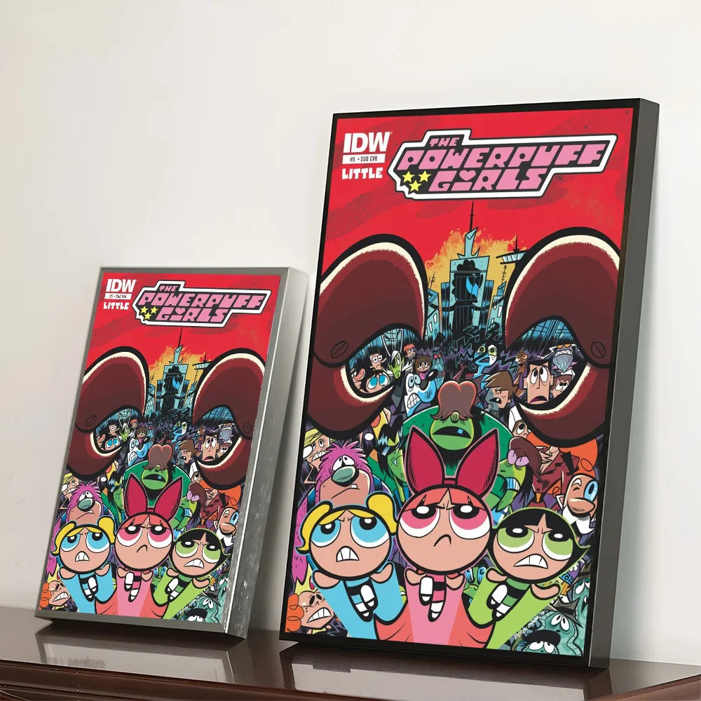 Cartoon P-Powerpuff Girls Poster Self-adhesive Art Waterproof Paper Sticker Wall Decoration