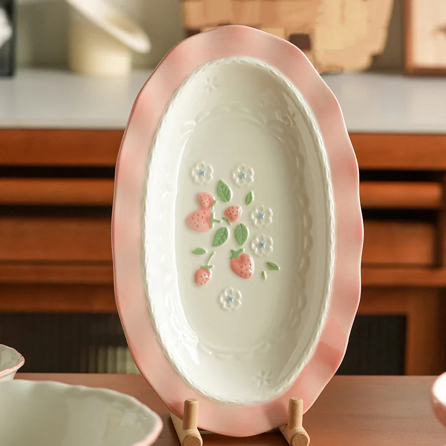 Cute Strawberry Ceramic Porcelain Tableware