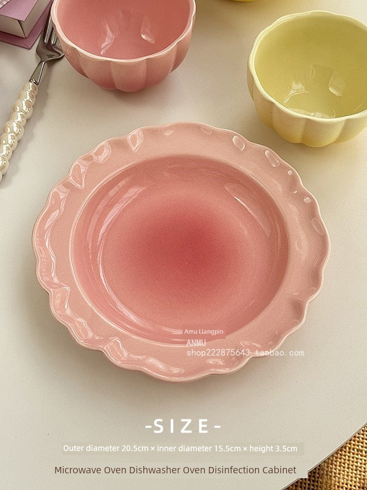 Gradient Lace Underglaze Porcelain Tableware Dish and Bowl Dish