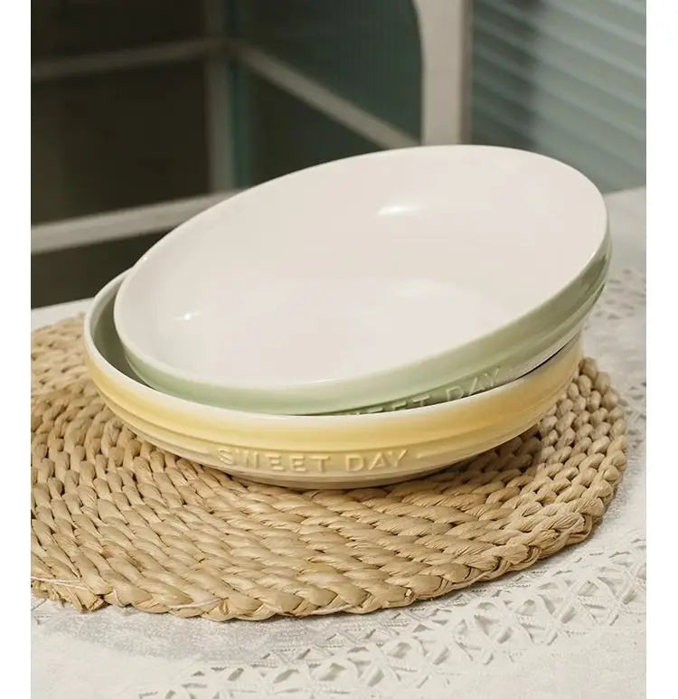 Gradual Change 8-inch Ceramic Deep Plate, High-end High-value Trays Underglaze Color Deep Plate Bowls