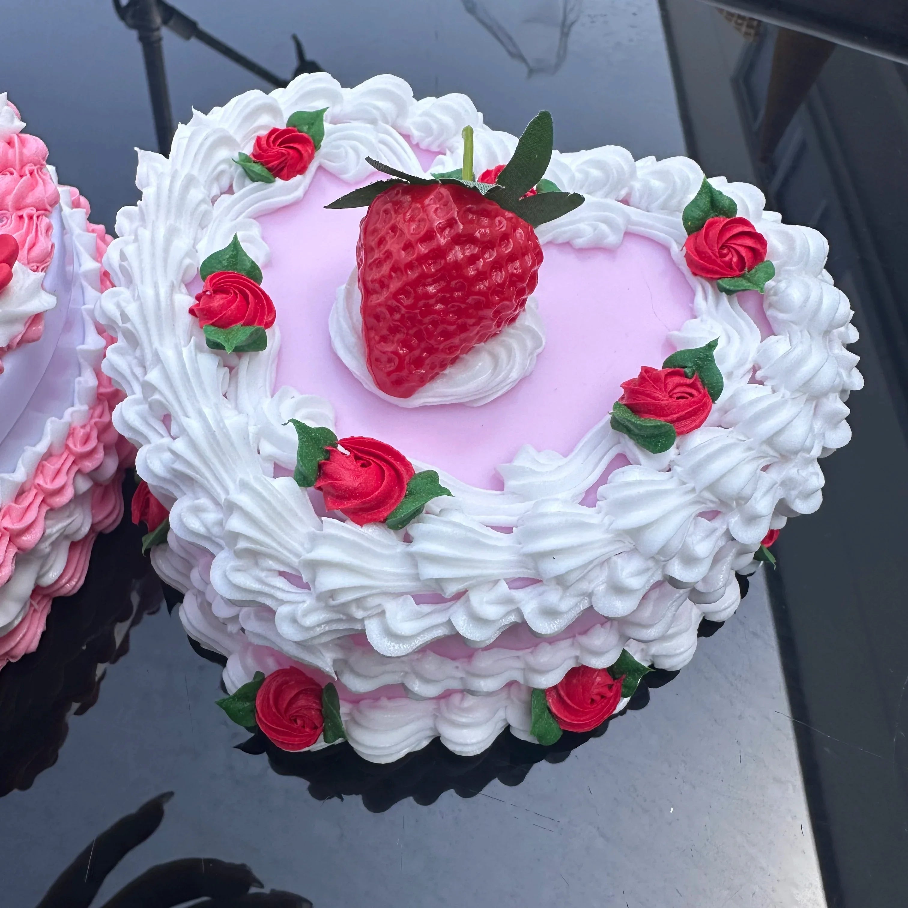 Room Decor Aesthetic Heart Shaped Jewelry Box for Girls, Fake Pink Cake, Cute Kawaii Decorative Storage Room Decor