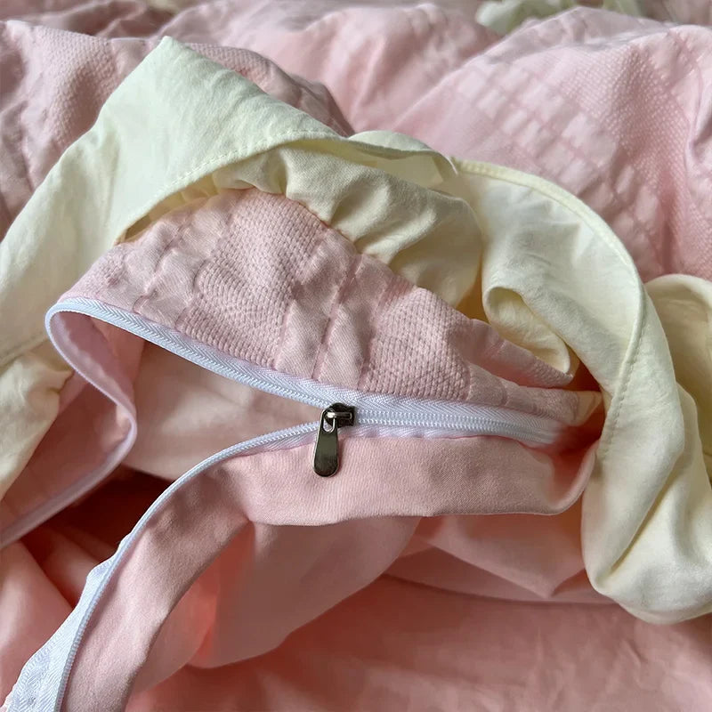 Princess Style Lace Ruffles Bedding Set Skin-friendly Duvet Cover Set Fitted Sheet/Bed Sheet Pillowcases