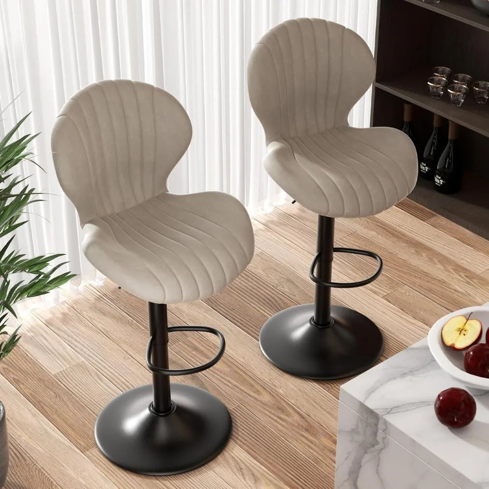 Set of 2 Modern Swivel Bar Chairs, Barstools Counter Height with High Backrest, Easy 3-5 Minute Assembly for Bar