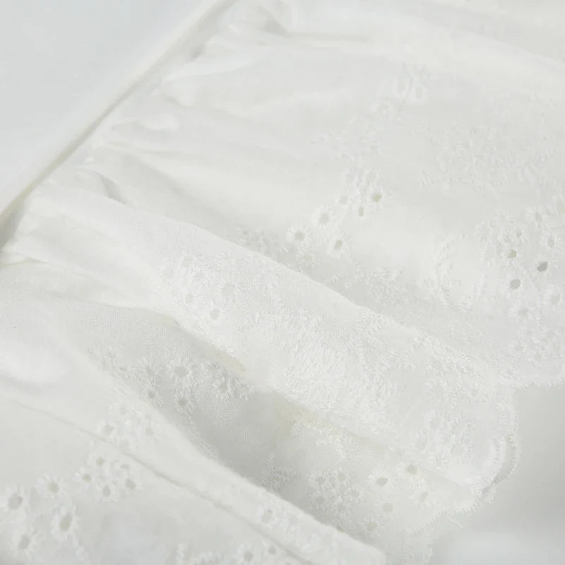 White Lace Pleated Skirt with Shorts Cute Coquette Low Rise Patchwork Super-short Mini Skirt