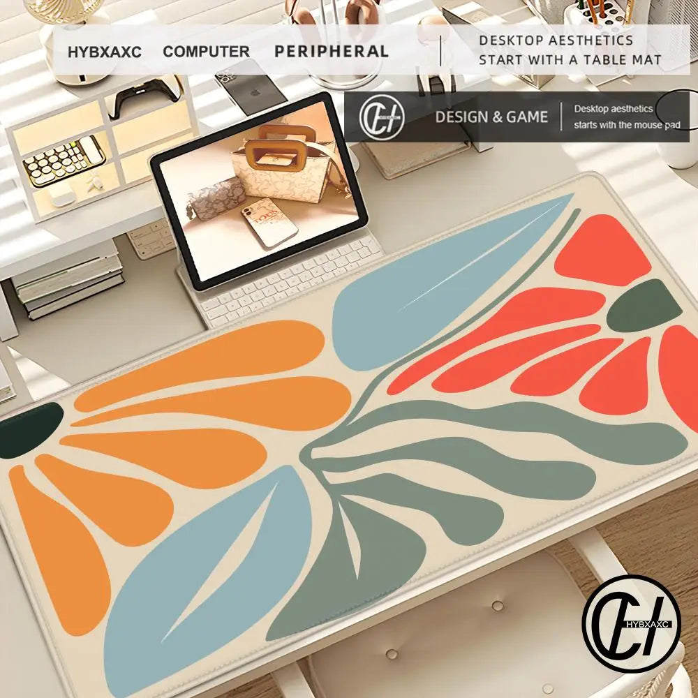 Large Computer Mouse Pad Pink Abstract Flower Office Desk Mat Game Player Desktop Accessories Keyboard Protection Pad