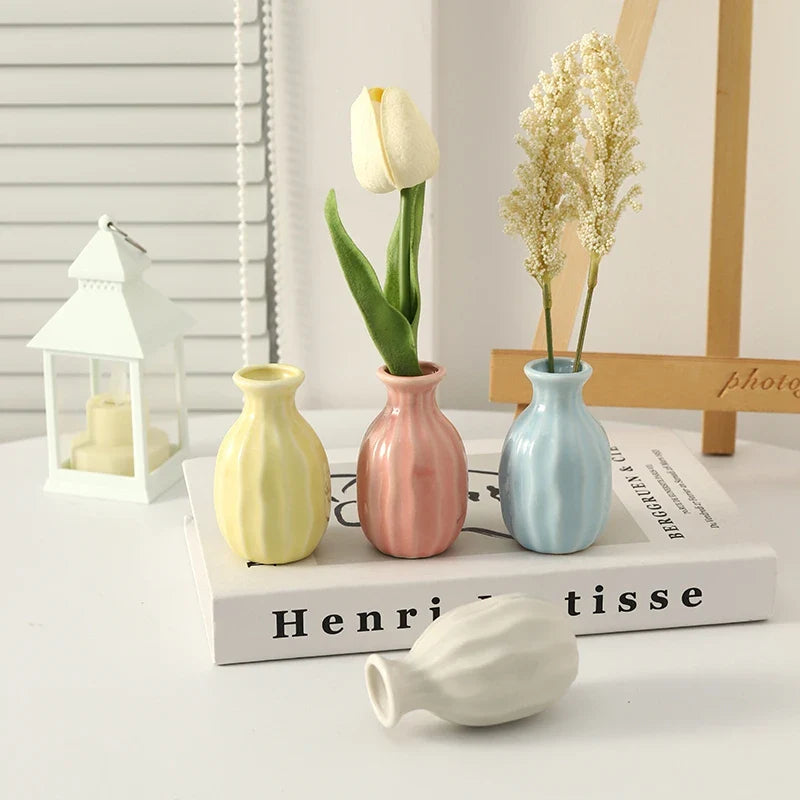 Mini Aesthetic Flower Vases Ceramics Vase Flower Arrangement - Flower Bottle Desktop Ceramic Plant Pot Home Decor