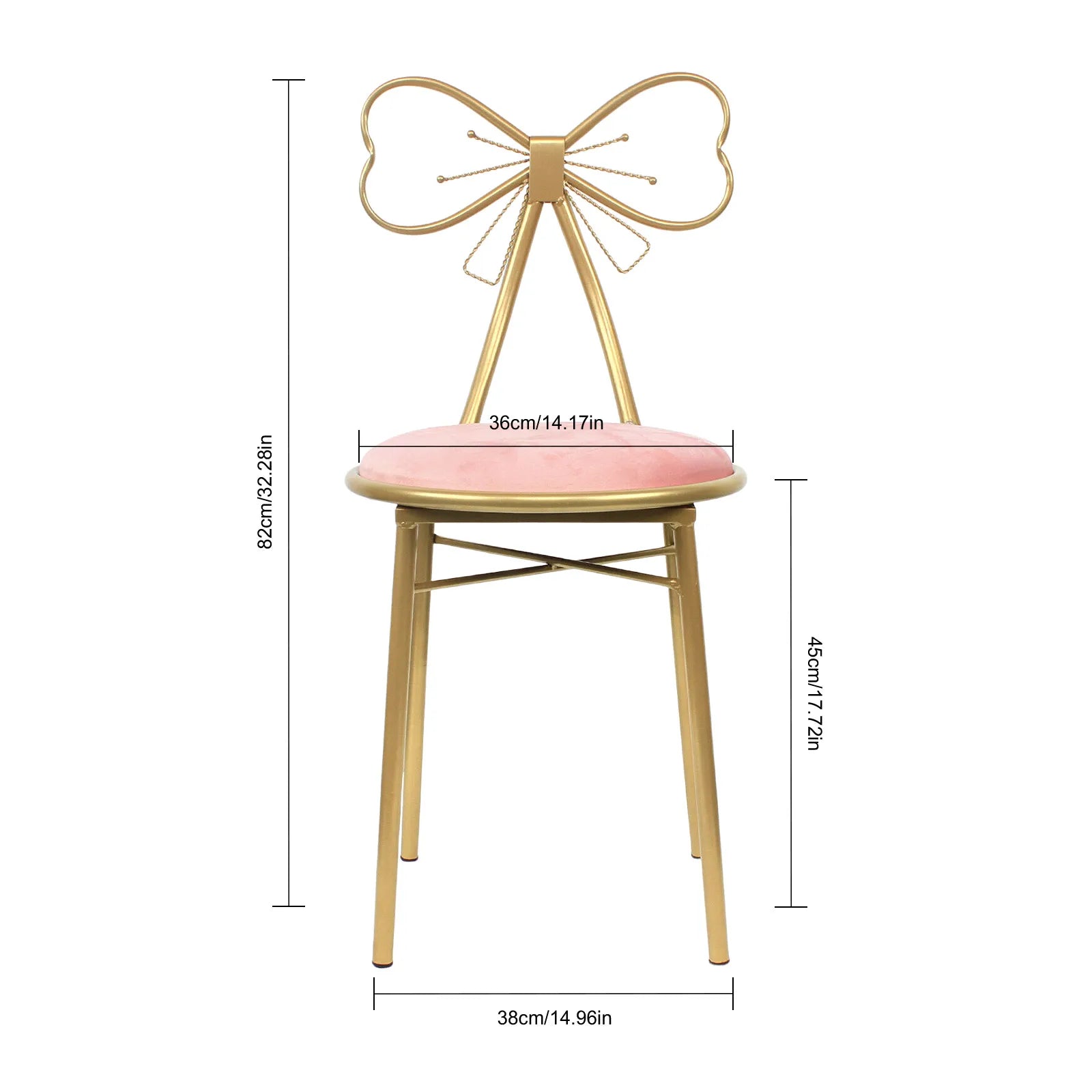 Vanity Stool Chair for Makeup Modern Velvet Butterfly Accent Chair Pink Cute Girls Bow Knot Backrest Chair  Home Decor