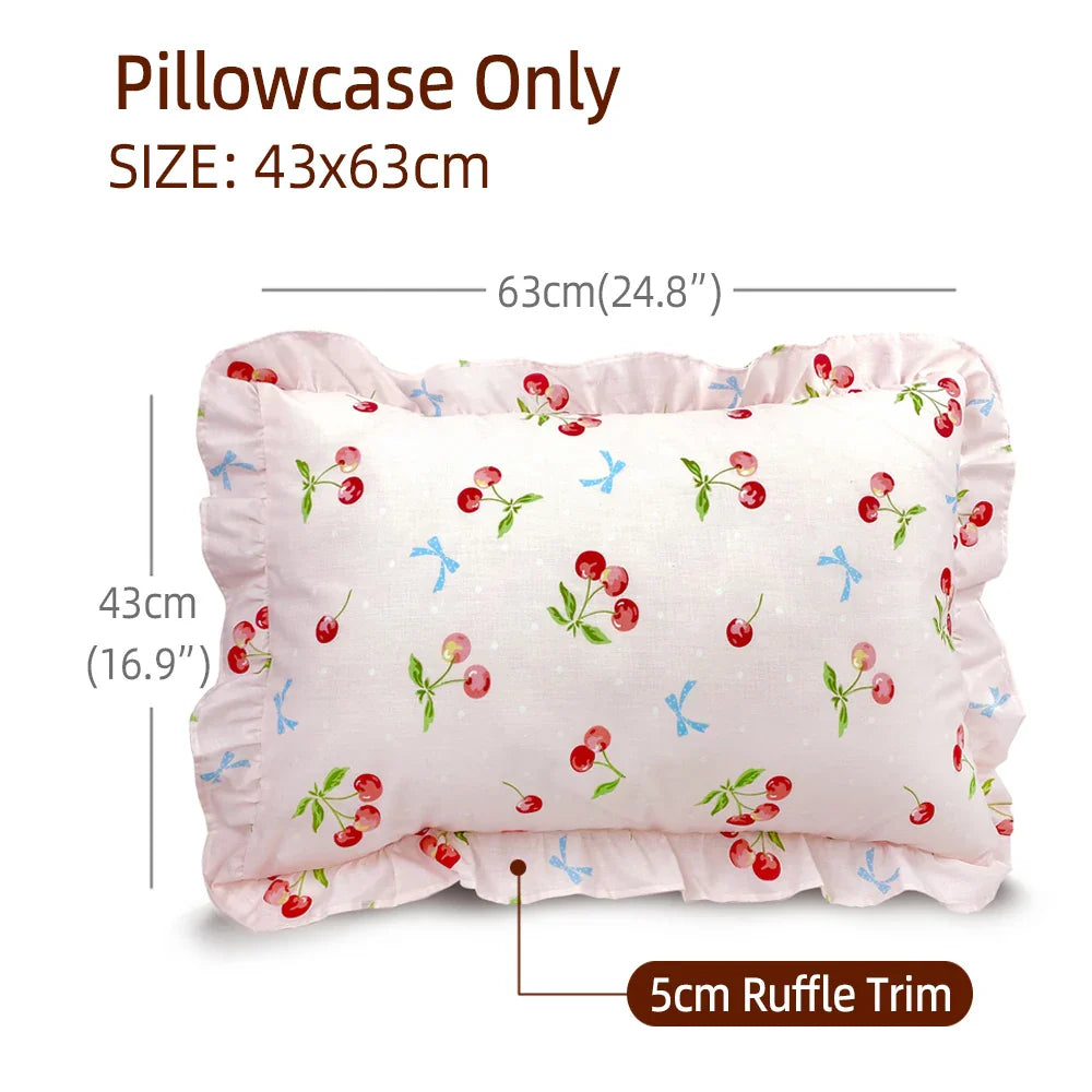 Printed Pink Pillow Case Cute Single Pillowcases Adorable Cherry Pillow Cover