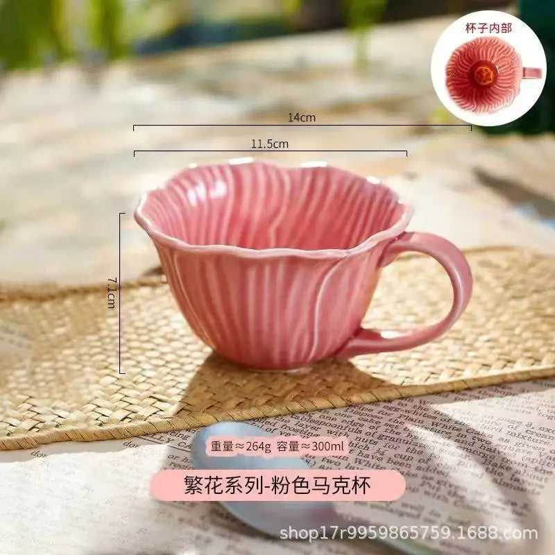 Ceramic Flower Serving Plate Cake Dessert Plate Flower Ceramic Bowl Tableware Set Dining Table