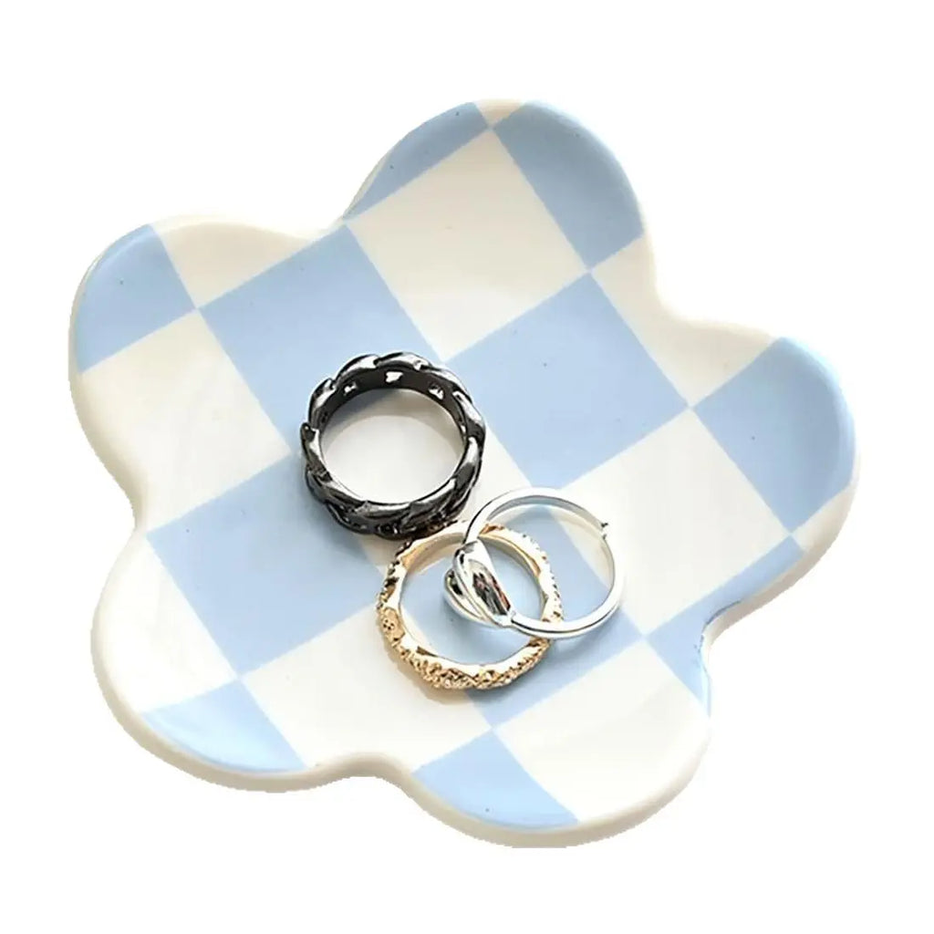 Ceramic Petal Tray, Jewelry Plate Necklace Ring Storage Dish,Jewelry Display Plate Desktop Decor