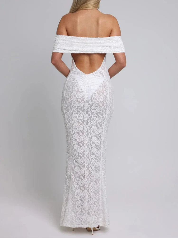 Ruched Jacquard Dress Women 5quare Collar Backless Sleeveless Elegant Gown Chic Long Bodycon