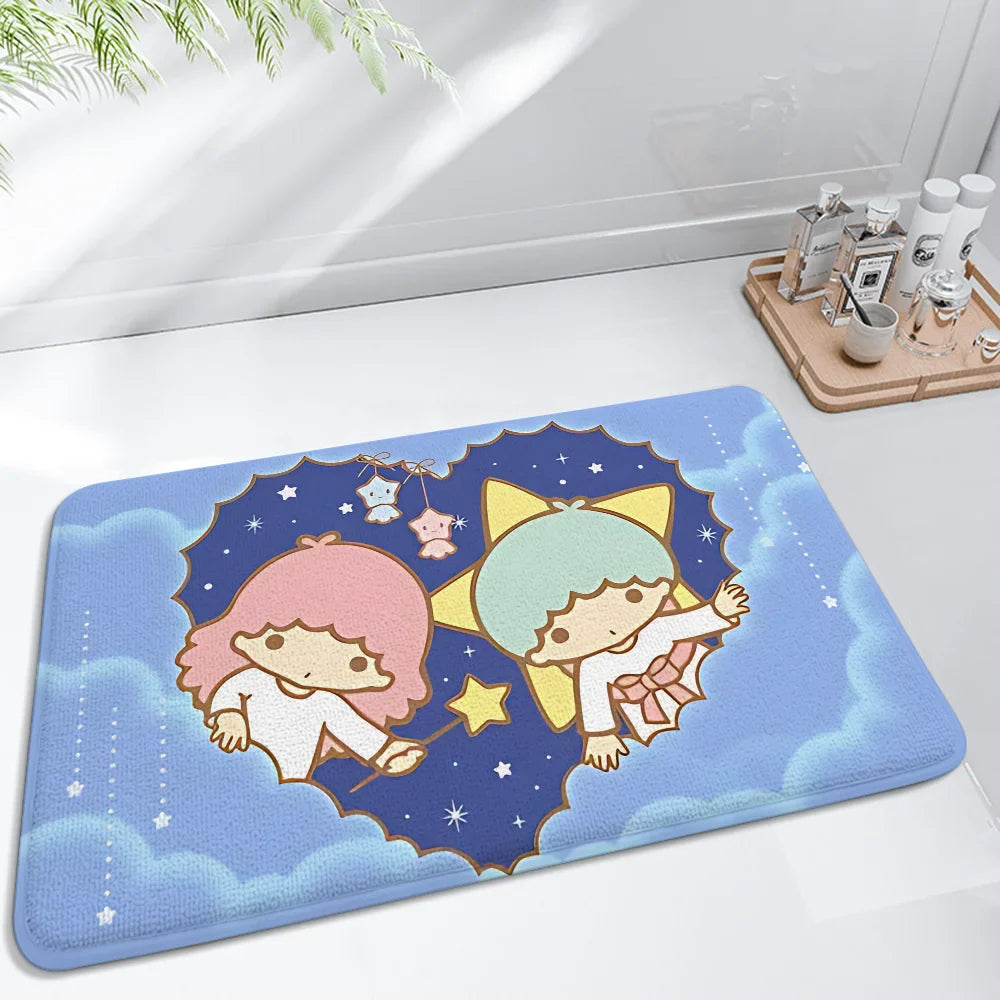 Cartoon Little Twin Stars KiKi Floor Mat For Living Room Sofa Floor Cushions Modern Soft Fluffy Home Rug