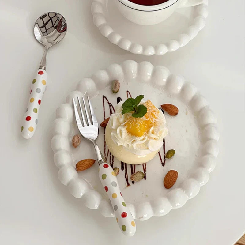 Cute Pearl Ceramic Plates Decorative Luxury Dish Kitchen Tableware