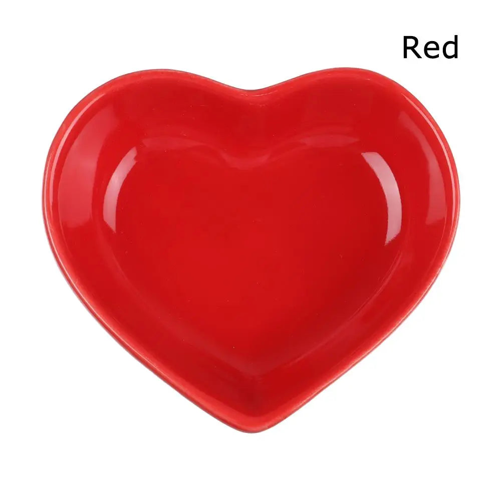 Colorful Mini Condiment Dishes Heart Shape Ceramic Sauce Dish Cute Seasoning Dish Dipping Bowl Snack Serving Dishes Tableware