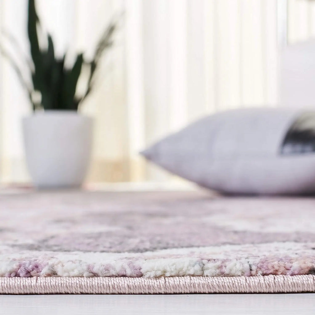 Pink / Grey Modern Abstract Non-Shedding Living Room Entryway Foyer Hallway Rug 2'3"" X 8'