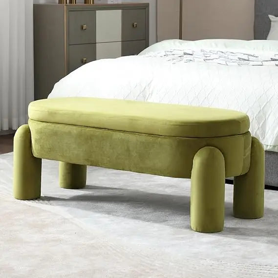 Modern Storage Ottoman Bench, Velvet Upholstered Storage Bench End of Bed Stool for Bedroom Living Room Entryway, 44.75" Width,