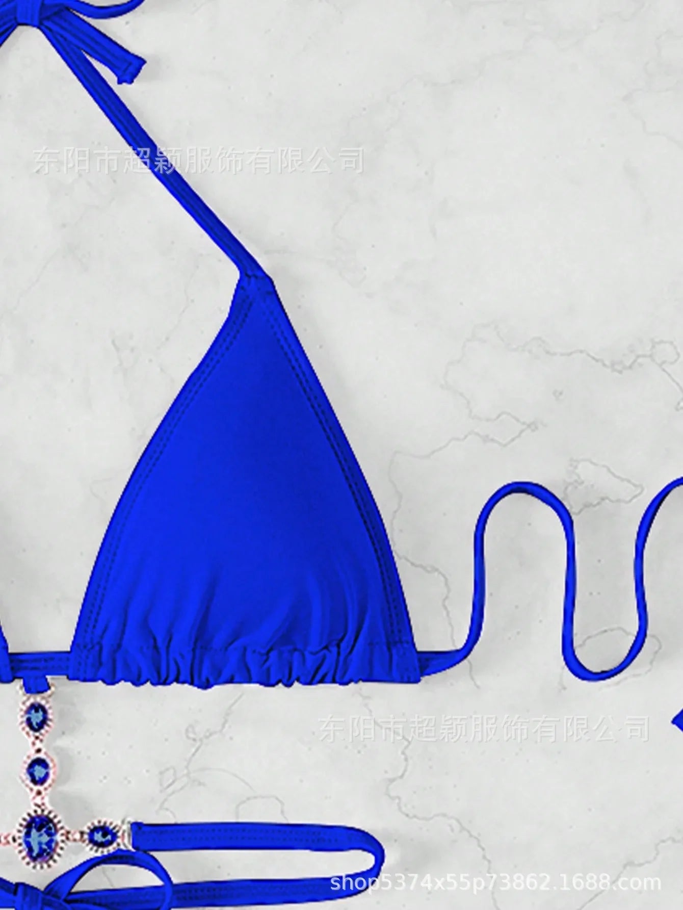 Women's Swimwear Crystal Diamond Triangle Bandage Backless Beach Bikini Swimsuit