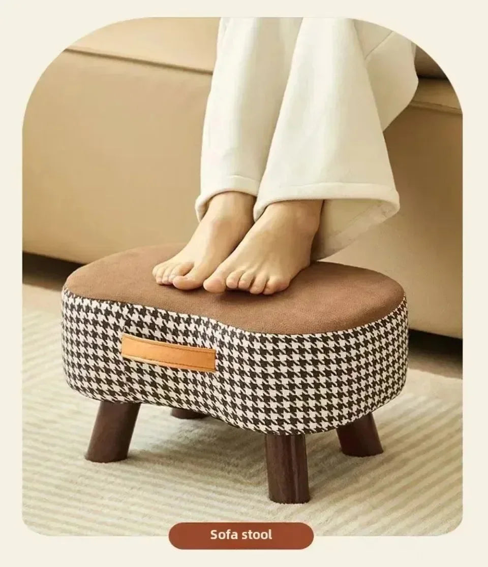 Curved Footstool with Handle Convenient To MoveSofa Small Stool