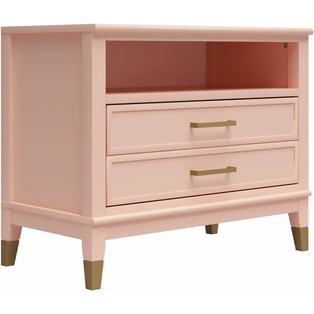Westerleigh Wide Nightstand, Pale Pink