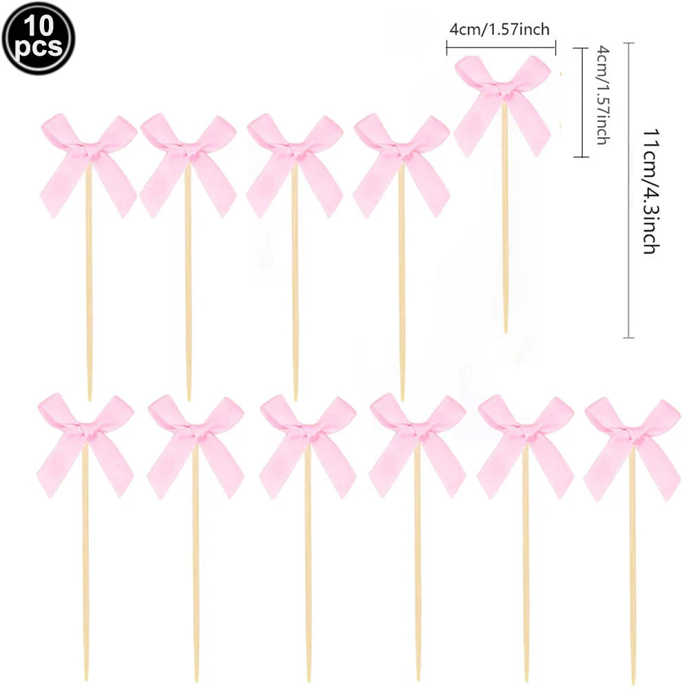 Pink Bow Paper Baking Cups Cupcake Wrappers Bow Cupcake Toppers