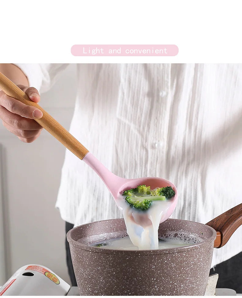 Food Grade Silicone Kitchenware Cooking Tools Cookware Set High Temperature Spatula Spoon Anti-scald Kitchen Tools