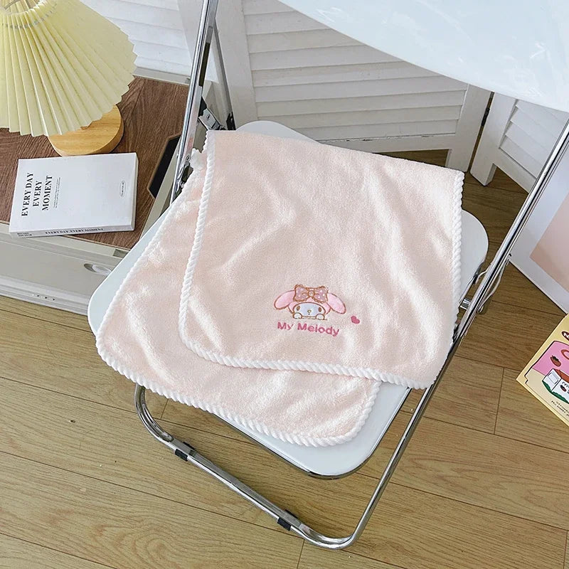 Sanrio Hello-kitty Anime Body Bath Towel Black Beauty Melody Soft Face Hand Microfiber Towel Fitness Sports Spa Bathrobe