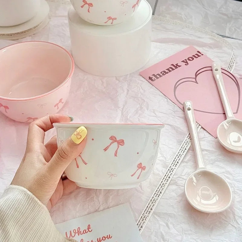 Coquette Bow Bowls and Plate