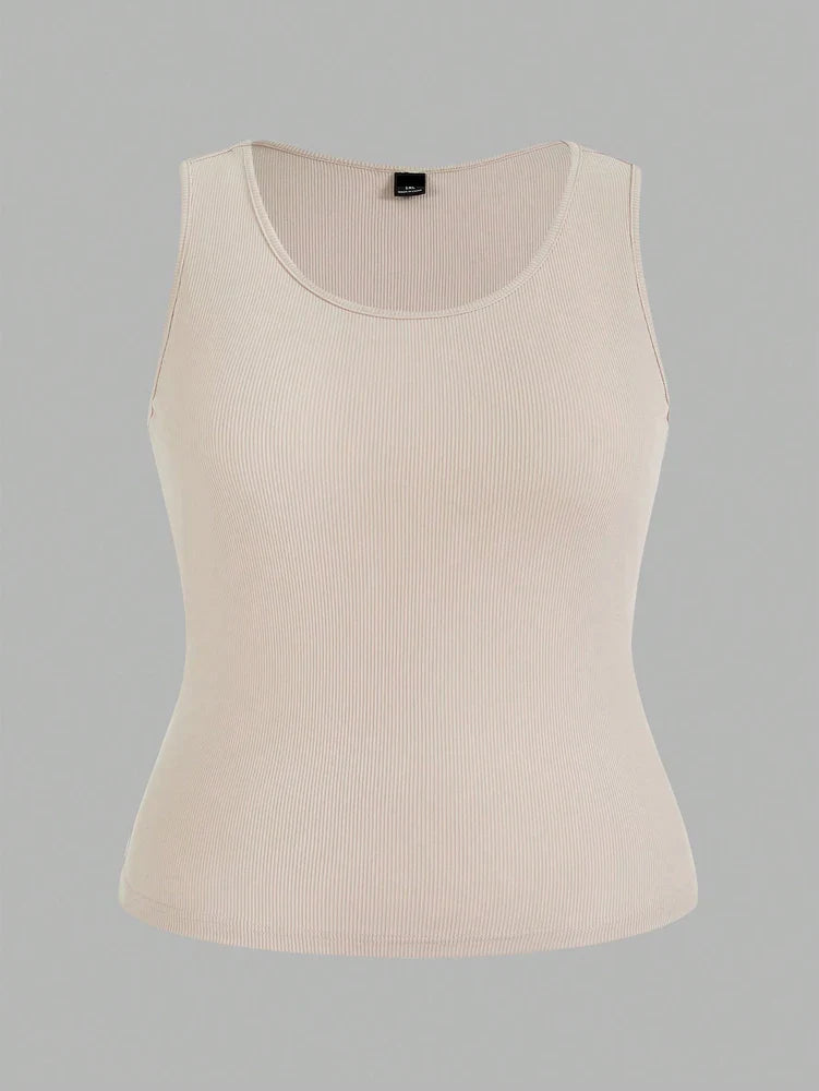 Plus Size Short Tank Top Women's Set Short Top, Sleeveless Short Top, Set of 3, Ribbed Knit Short Top, Black, White, Brown