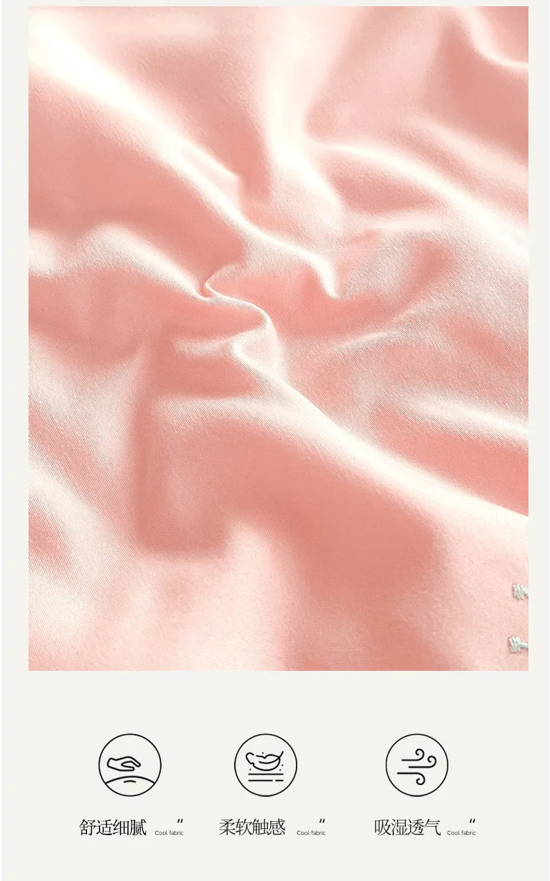 Super Soft Washed Cotton Three-Dimensional Flower Embroidered Summer Quilt Four-Piece Set