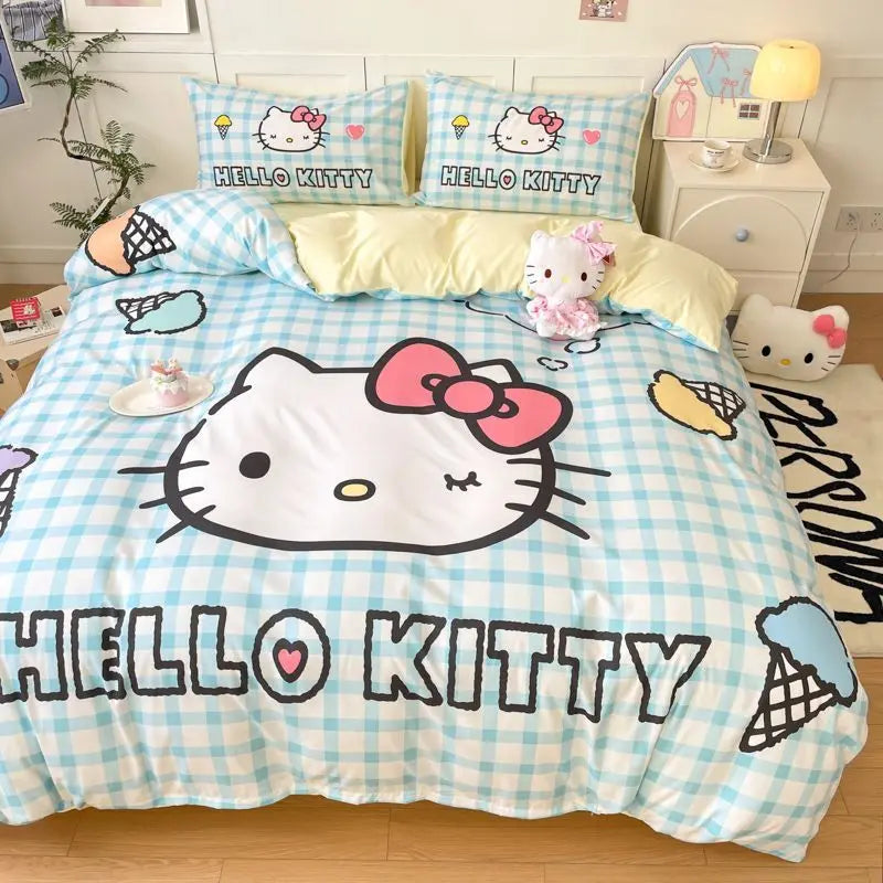 Hello Kitty Cartoon 4-piece set Bedding Set Pink Cats Kawaii Duvet Cover