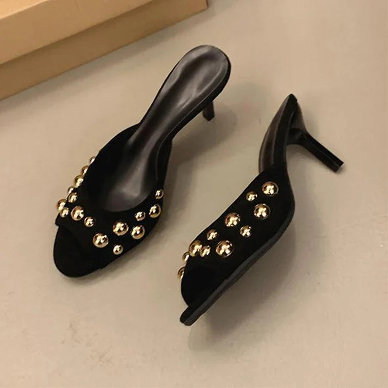 Luxury Brand Wear Elegant Versatile Women's High Heel Sandals Stiletto Slippers