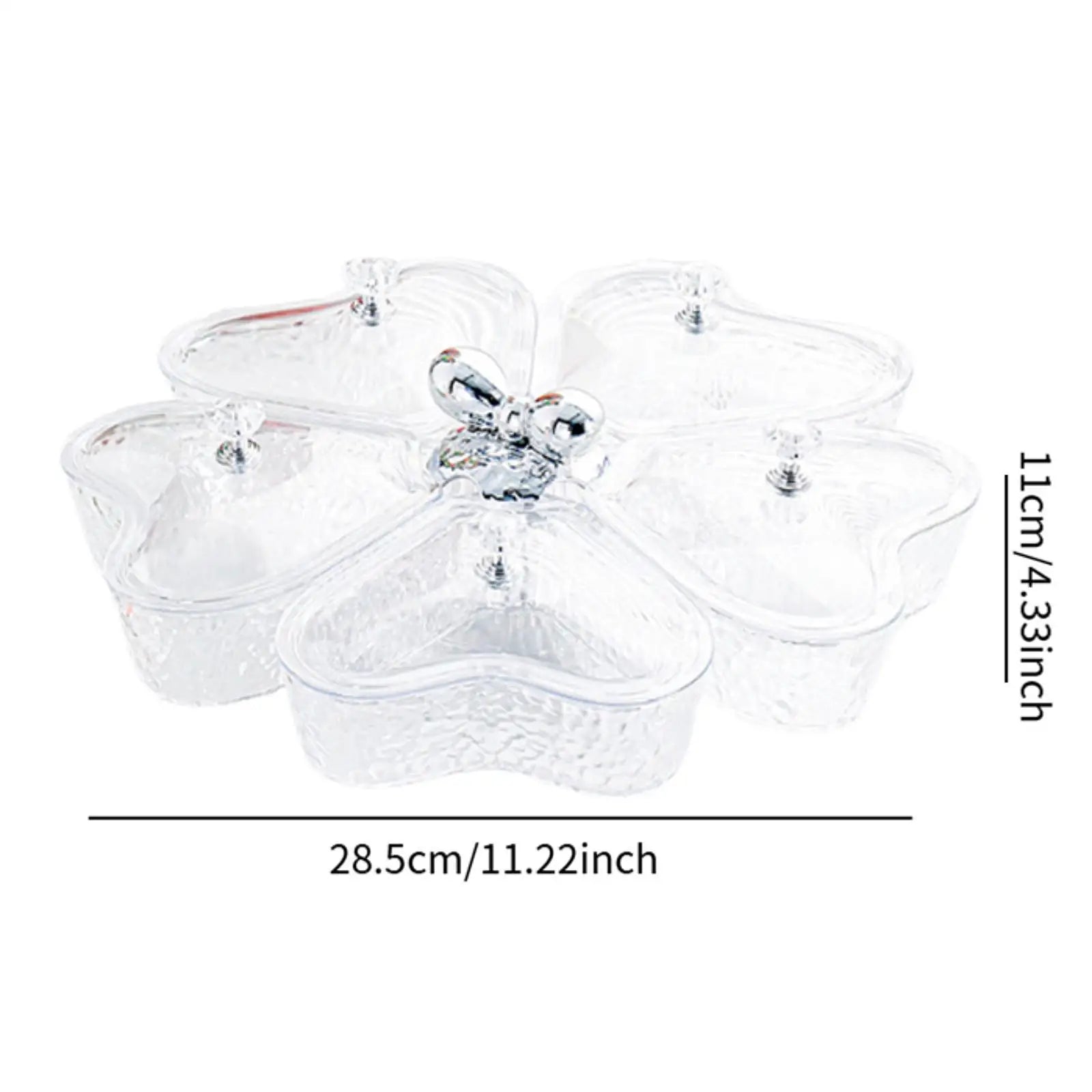 Divided Serving Tray Fruit Plate Organizer Nut Candy Veggie Tray Rotating Snack Platter for Candy Nuts Sweets Fruit Tea Party