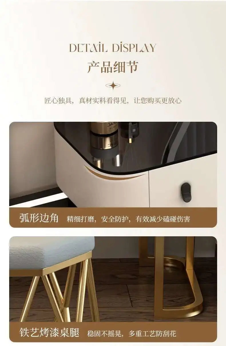Luxury Shelf Cosmetics Makeup Dressing Table Bedroom Storage Drawers Vanity Table Modern