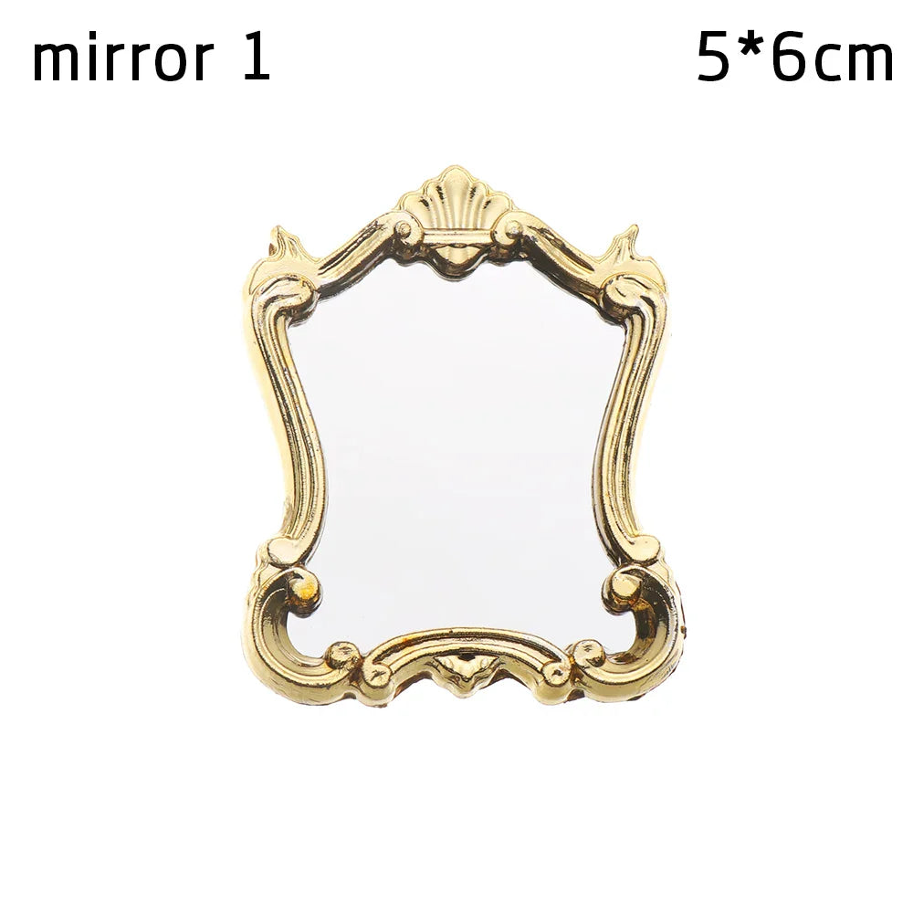 Mini Frames Doll House Plastic Vintage Miniature Mirror Accessories