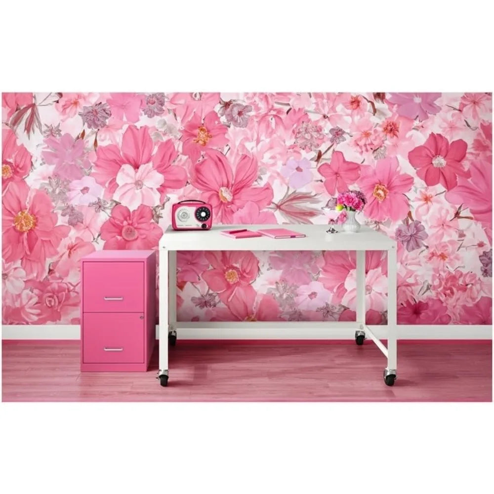 Row 2 Drawers 24.5" Vertical Pink Metal Filing Cabinet Lockable Pre-Assembled Stationary Legal/Letter Size for Home, Office