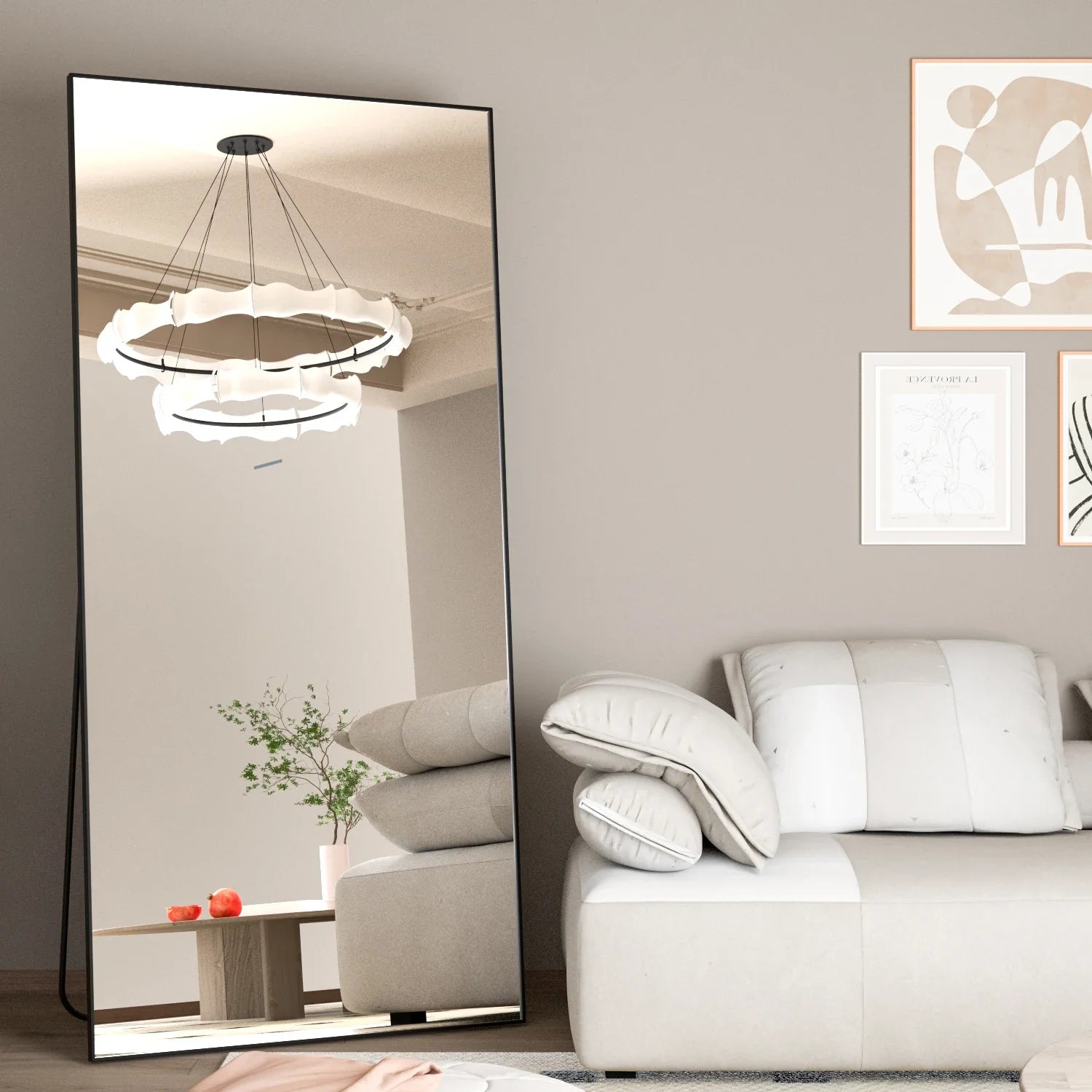 Full Length Mirror 65" * 24 ", Floor Standing Mirror, Metal Frame Mirror, Full Body Mirror