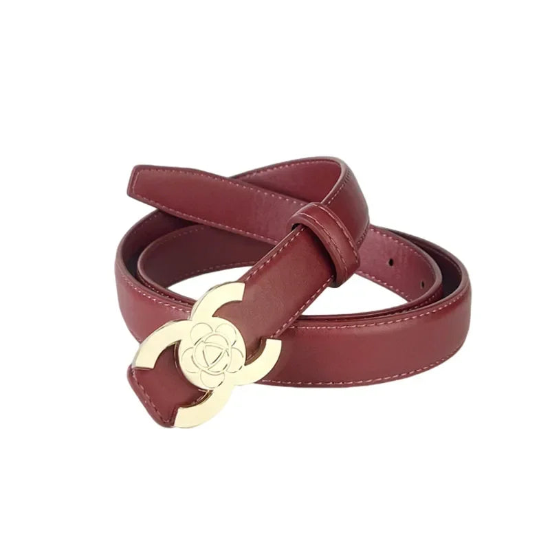 Women's Versatile Belt, Elegant Retro Style, Square Alloy Buckle