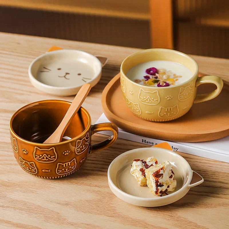 Cartoon Animal Ceramic Cup with Lid Mug Porcelain Home Kitchenware