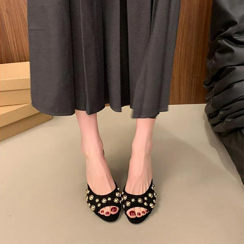 Luxury Brand Wear Elegant Versatile Women's High Heel Sandals Stiletto Slippers