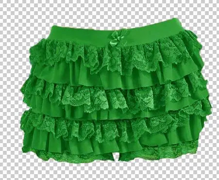 Women's Sweet Bow Lace Ruffles Shorts  Aesthetic 2000s Elastic Waist Short