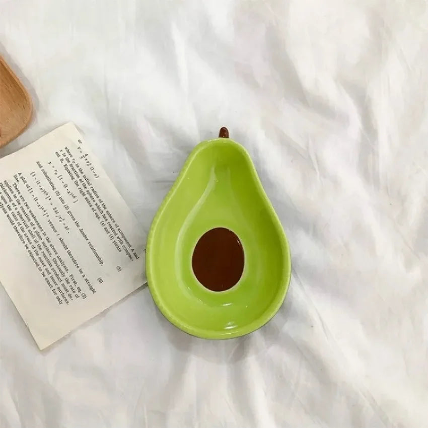 Creative Avocado Shaped Ceramic Dish Fruit Salad Plate Dessert Bowl