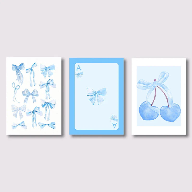 Trendy Bows Poster Wall Art Set of 3 Preppy Posters - Watercolor Prints