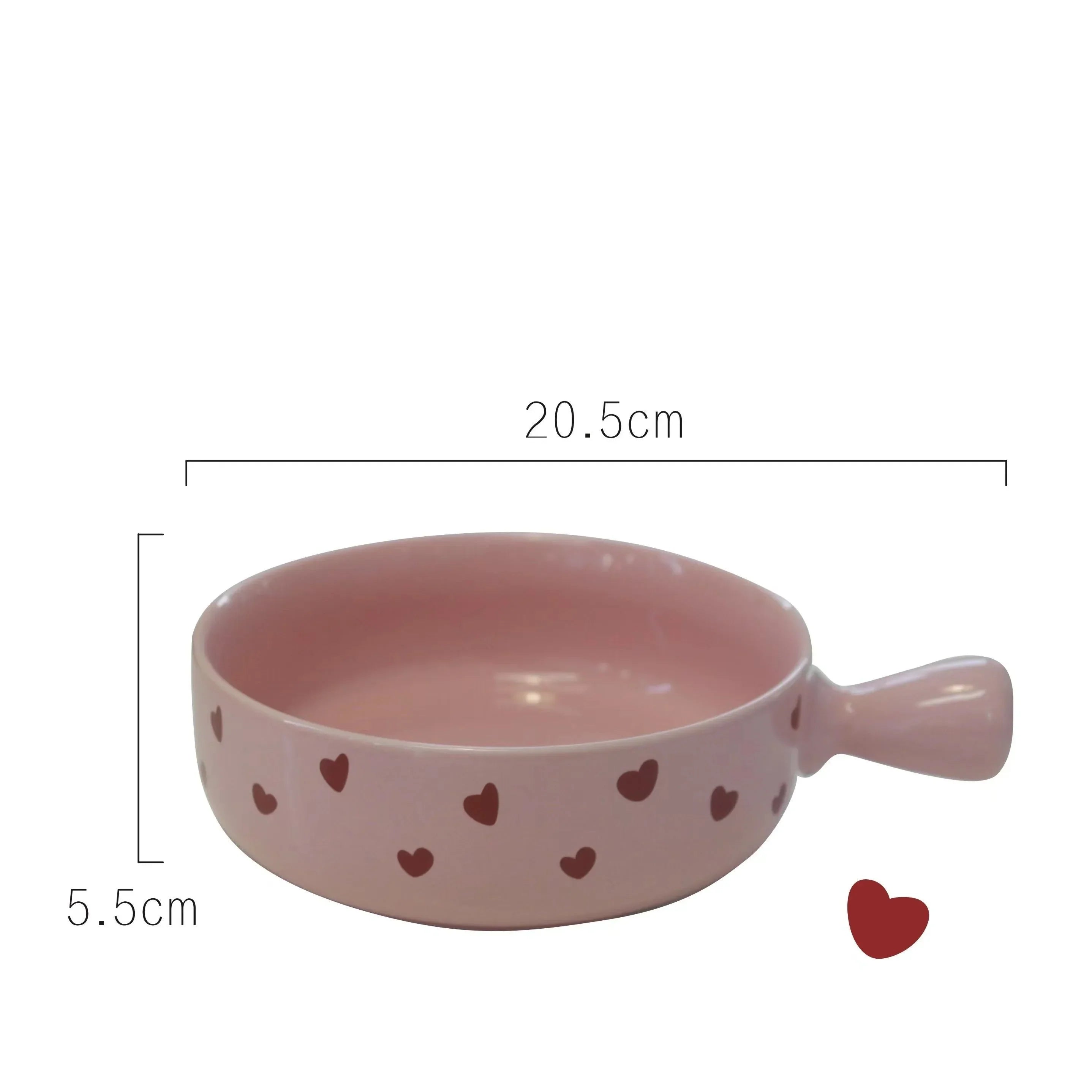 Pink Love Cutlery Set Rice Bowl Ceramic Double Ear Instant Noodle Soup Bowl Hand Paired Spoon Combination Noodle Bowl