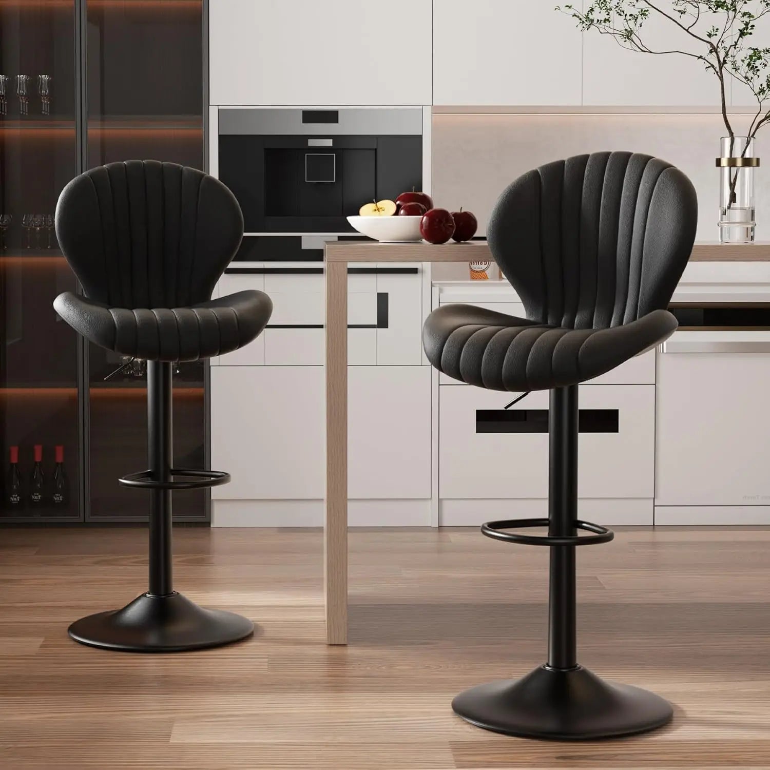 Set of 2 Modern Swivel Bar Chairs, Barstools Counter Height with High Backrest, Easy 3-5 Minute Assembly for Bar