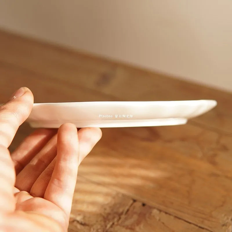 Embossed Love Plate Irregular Design Dessert Cake Plates Exquisite Ceramic Tableware