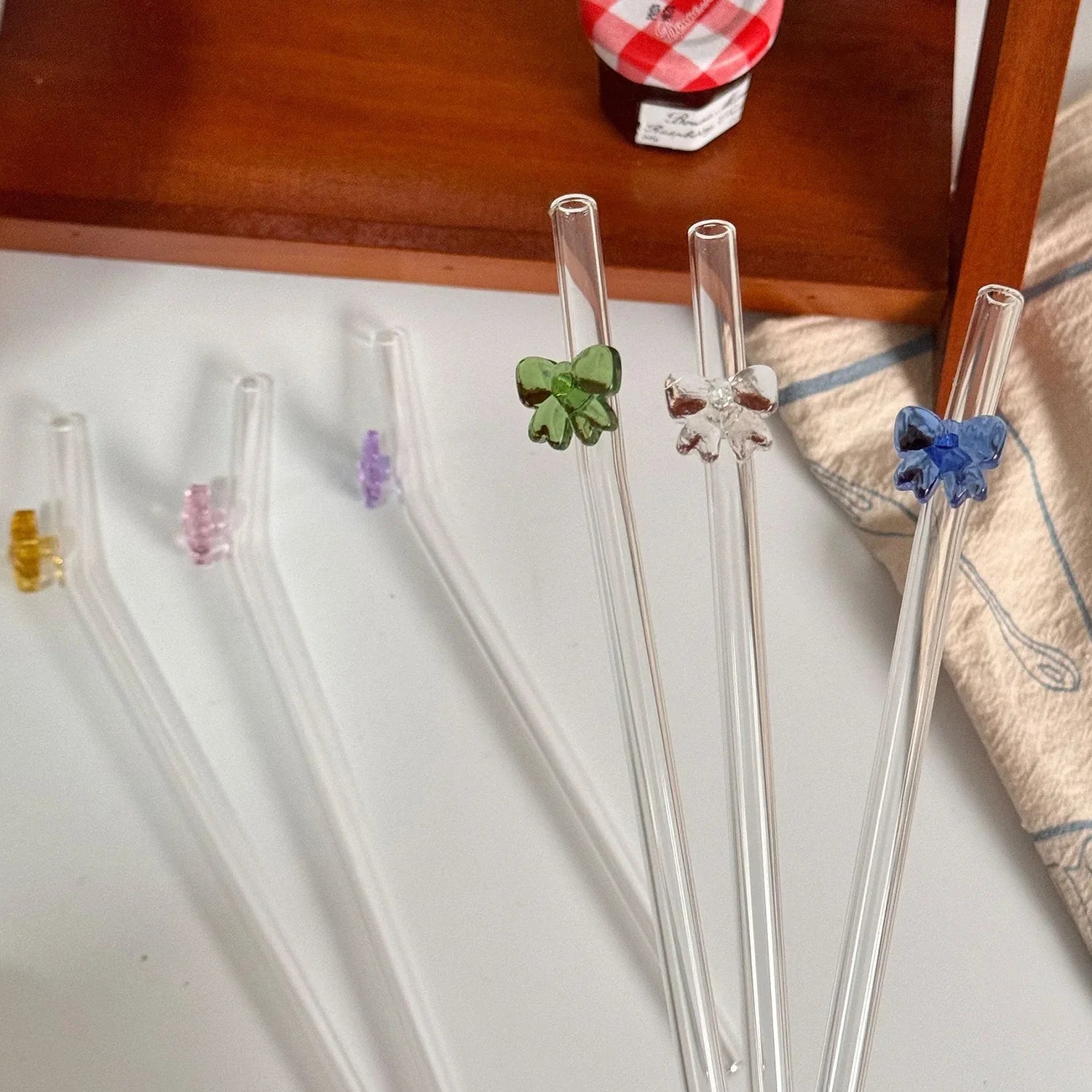 Reusable Glass Straw With Bowknot Drinking Straw