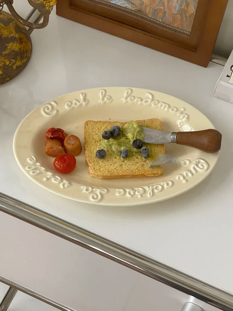 Ceramic Dessert Plate with Letter, Fruit Salad Plates, Afternoon Tea Cake Dishes