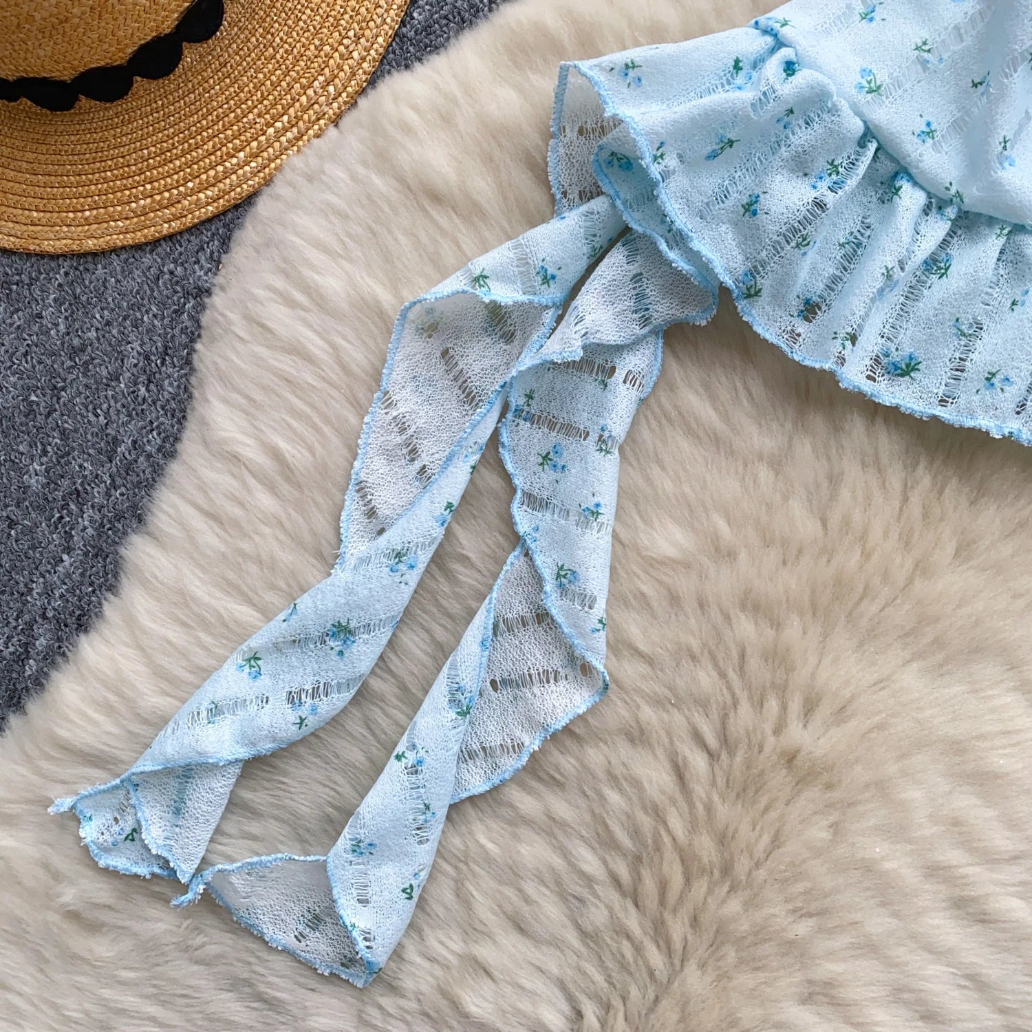 Ladies Floral Summer Camisole Sleeveless Irregular Slim Camis Women 3D Flower Ribbon Design Print Top