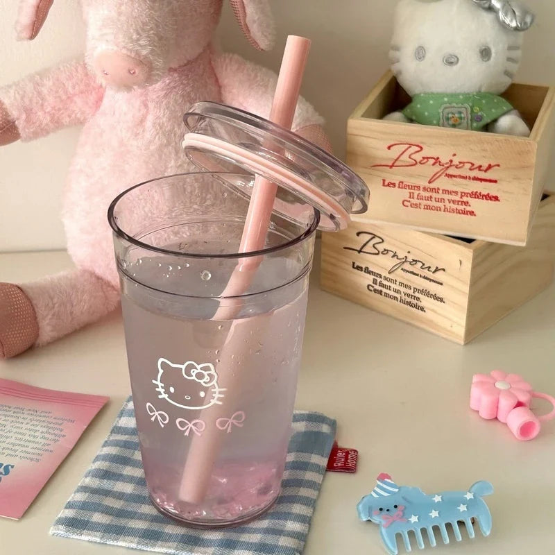 New Cartoon Kawaii Kitty Straw Cup With High Value And Lovely High-Temperature Resistant Large-Capacity